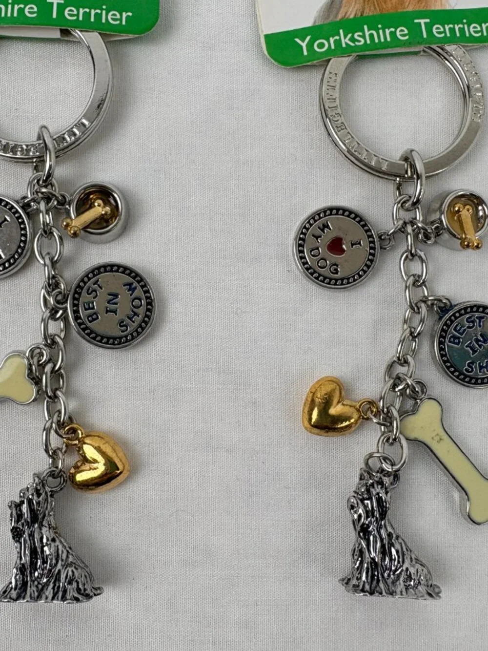 Little Gifts Yorkshire Terrier Charm Keychains Lot of 2 Yorkie Dog Lover